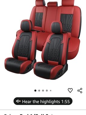 Red and Black Quilted Auto Seat Covers - Universal Fit